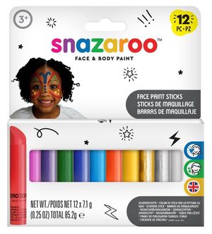 SET 12 BARRITAS MAQUILLAJE SNAZAROO 12 COLORES 7GR