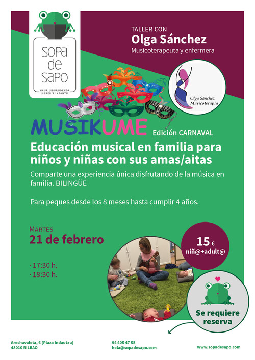 Musikume, taller de música en familia - EDICIÓN CARNAVAL -